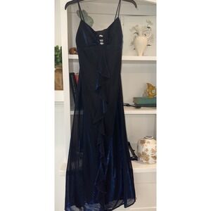 Vtg Y2K Jump Apparel Dress Blue Sparkle Fairy Princess‎ Hoco Ruffle Babydoll 7/8